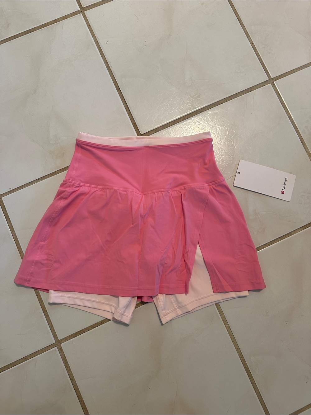lululemon athletica NWT Pink Athletic Skort with Built-In White Shorts